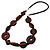 Long Geometric Wooden Link Leather Style Necklace (Dark Brown & Black) - 70cm - view 2