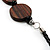 Long Geometric Wooden Link Leather Style Necklace (Dark Brown & Black) - 70cm - view 7