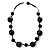 Chunky Black Ceramic & Resin Bead Cotton Cord Necklace - 52cm L - view 2