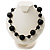 Chunky Black Ceramic & Resin Bead Cotton Cord Necklace - 52cm L - view 3
