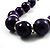 Glittering Purple Wood Bead Leather Cord Necklace (Silver Tone) - view 2