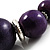 Glittering Purple Wood Bead Leather Cord Necklace (Silver Tone) - view 4