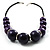 Glittering Purple Wood Bead Leather Cord Necklace (Silver Tone) - view 8