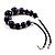 Glittering Purple Wood Bead Leather Cord Necklace (Silver Tone) - view 6