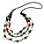 3 Strand Multicoloured Bead Leather Cord Necklace - 68cm L - view 2