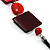 Oval, Square & Round Bead Leather Style Cord Necklace (Red, Orange & Balck) - view 4