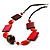 Oval, Square & Round Bead Leather Style Cord Necklace (Red, Orange & Balck) - view 8