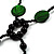 Glass & Shell Bead Tassel Necklace (Bright Green & Black) - view 6