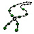Glass & Shell Bead Tassel Necklace (Bright Green & Black) - view 8