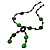 Glass & Shell Bead Tassel Necklace (Bright Green & Black) - view 3