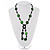 Glass & Shell Bead Tassel Necklace (Bright Green & Black) - view 2