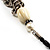 Antique White Shell Composite Floral Tassel Leather Cord Necklace - view 5