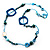 Light Blue Shell & Wood Bead Long Necklace - 90cm Length