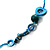 Light Blue Shell & Wood Bead Long Necklace - 90cm Length - view 4