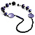 Stylish Animal Print Wooden Bead Necklace (Purple, Black & Metallic Silver) - view 8