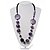 Stylish Animal Print Wooden Bead Necklace (Purple, Black & Metallic Silver) - view 2