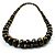 Long Graduated Wooden Bead Colour Fusion Necklace (Grey,Black& Golden) - 74cm L - view 3