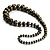 Long Graduated Wooden Bead Colour Fusion Necklace (Grey,Black& Golden) - 74cm L - view 6