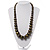 Long Graduated Wooden Bead Colour Fusion Necklace (Grey,Black& Golden) - 74cm L - view 2