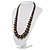Long Graduated Wooden Bead Colour Fusion Necklace (Grey,Black& Golden) - 74cm L - view 9
