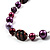 Purple Beaded Floral Necklace (Silver Tone) - 66cm Length - view 7