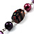 Purple Beaded Floral Necklace (Silver Tone) - 66cm Length - view 4