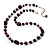 Purple Beaded Floral Necklace (Silver Tone) - 66cm Length - view 2