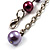 Purple Beaded Floral Necklace (Silver Tone) - 66cm Length - view 9