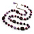 Purple Beaded Floral Necklace (Silver Tone) - 66cm Length