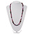 Purple Beaded Floral Necklace (Silver Tone) - 66cm Length - view 10