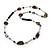 Long Shell, Simulated Pearl & Wood Bead Necklace (Beige, White & Brown) - 110cm Length