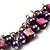Purple Bead & Shell Long Necklace (Burn Silver Tone) - view 2