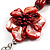 Coral Red Shell Composite Floral Tassel Leather Cord Necklace - view 3