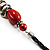 Coral Red Shell Composite Floral Tassel Leather Cord Necklace - view 6