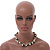 Exquisite Faux Pearl & Shell Composite Silver Tone Link Necklace (Antique White & Black) - view 2