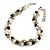 Exquisite Faux Pearl & Shell Composite Silver Tone Link Necklace (Antique White & Black) - view 3