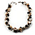 Exquisite Faux Pearl & Shell Composite Silver Tone Link Necklace (Antique White & Black) - view 9