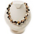 Exquisite Faux Pearl & Shell Composite Silver Tone Link Necklace (Antique White & Black) - view 5