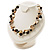 Exquisite Faux Pearl & Shell Composite Silver Tone Link Necklace (Antique White & Black) - view 4