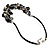 Black & White Shell Composite Charm Leather Style Necklace (Silver Tone) - view 7