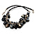 Black & White Shell Composite Charm Leather Style Necklace (Silver Tone) - view 5