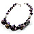 Purple Shell, Wood & Simulated Pearl Bead Cluster Necklace - view 8