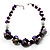 Purple Shell, Wood & Simulated Pearl Bead Cluster Necklace - view 3