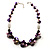 Purple Shell, Wood & Simulated Pearl Bead Cluster Necklace - view 9