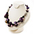 Purple Shell, Wood & Simulated Pearl Bead Cluster Necklace - view 10