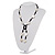 Glass & Shell Bead Tassel Necklace (Black & White) - view 11