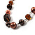 Brown Beaded Floral Necklace (Silver Tone) - 66cm Length - view 5