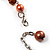 Brown Beaded Floral Necklace (Silver Tone) - 66cm Length - view 7