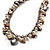 Antique White Bead & Shell Long Necklace (Burn Silver Tone) - view 2
