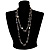 Ash Grey Shell & Imitation Pearl Bead Long Necklace - 140cm Length - view 7